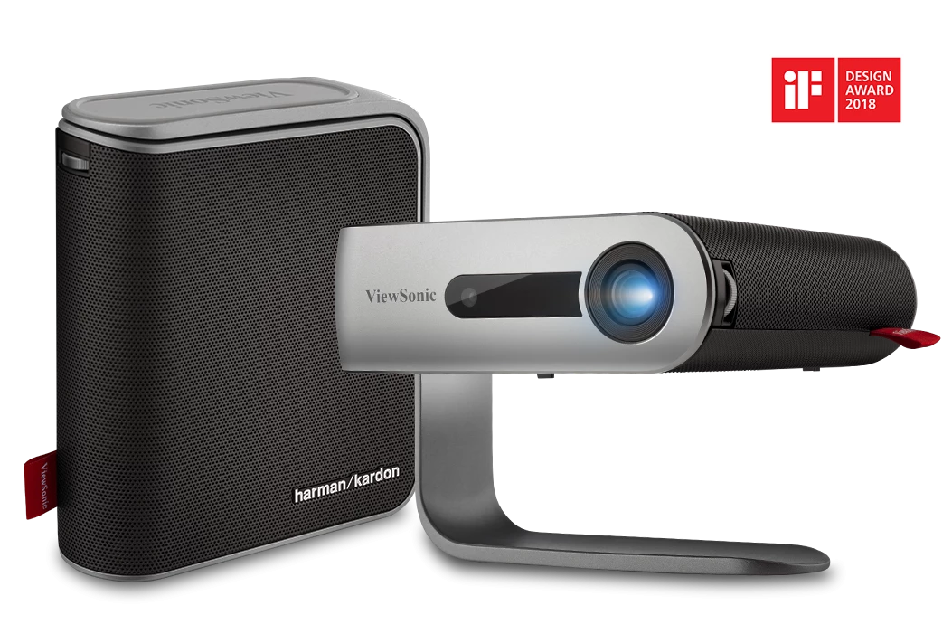 ViewSonic M1+_G2 Portable Smart Wi-Fi Projector w/ Dual Harman Kardon Bluetooth Speakers HDMI USB Type C & Built-in Battery