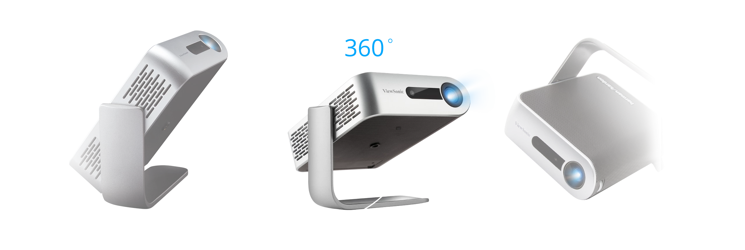 ViewSonic M1+_G2 Portable Smart Wi-Fi Projector w/ Dual Harman Kardon Bluetooth Speakers HDMI USB Type C & Built-in Battery
