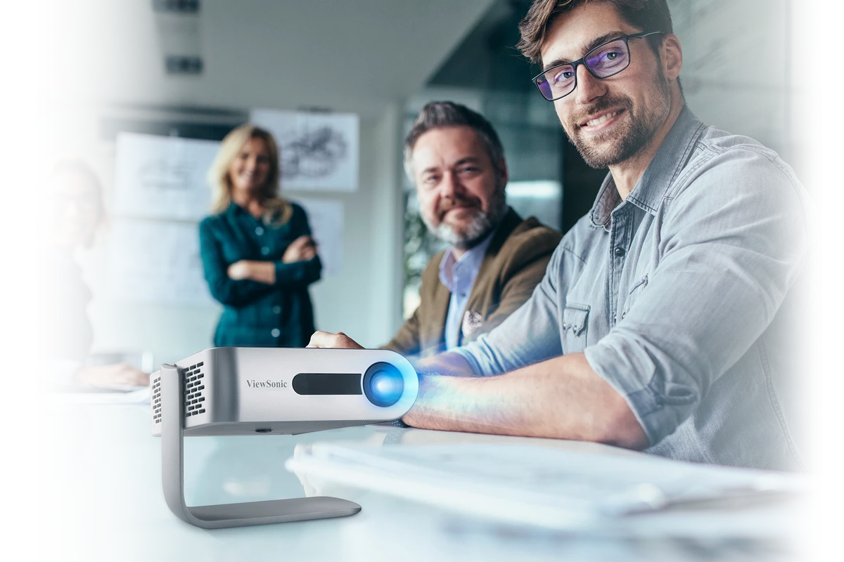 ViewSonic M1+_G2 Portable Smart Wi-Fi Projector w/ Dual Harman Kardon Bluetooth Speakers HDMI USB Type C & Built-in Battery