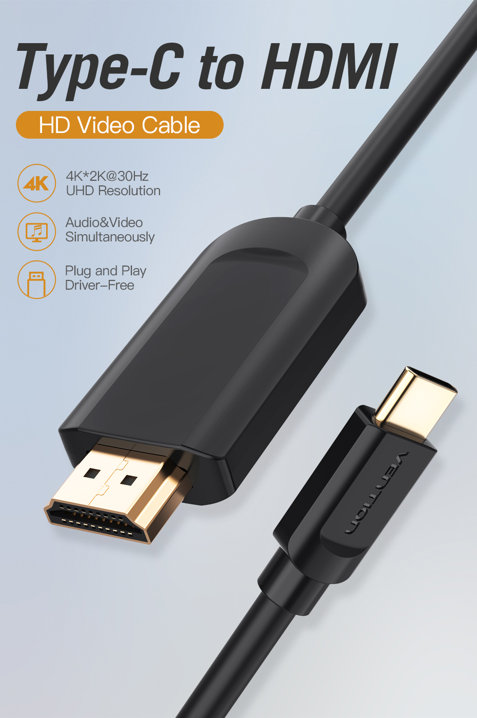 Vention Type-C to HDMI Cable 1.5M Black