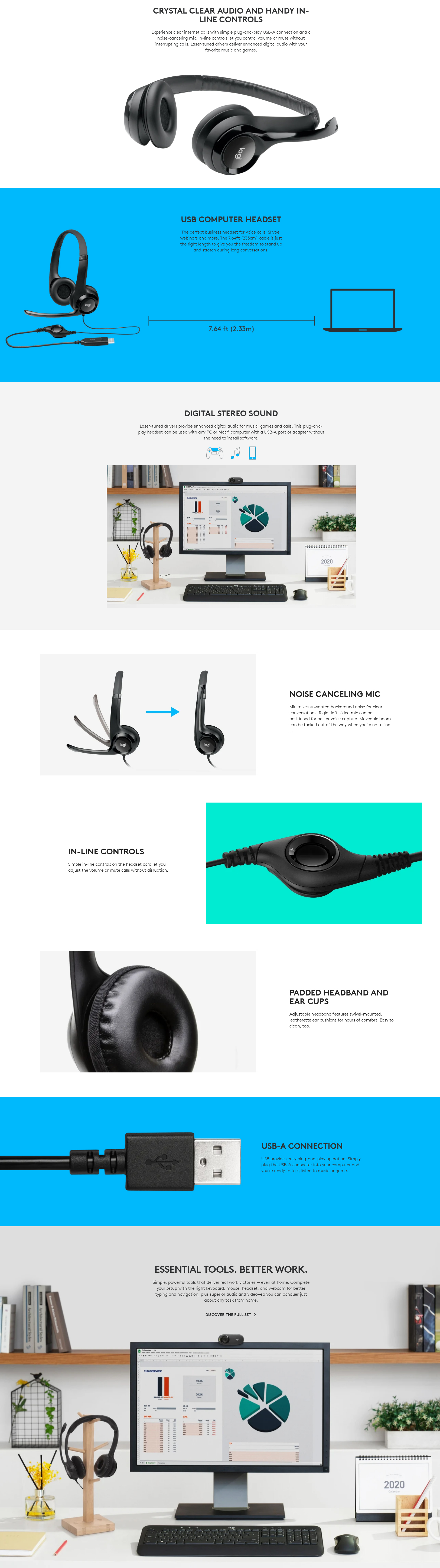 Logitech H390 USB Headset with Noise-Cancelling Mic