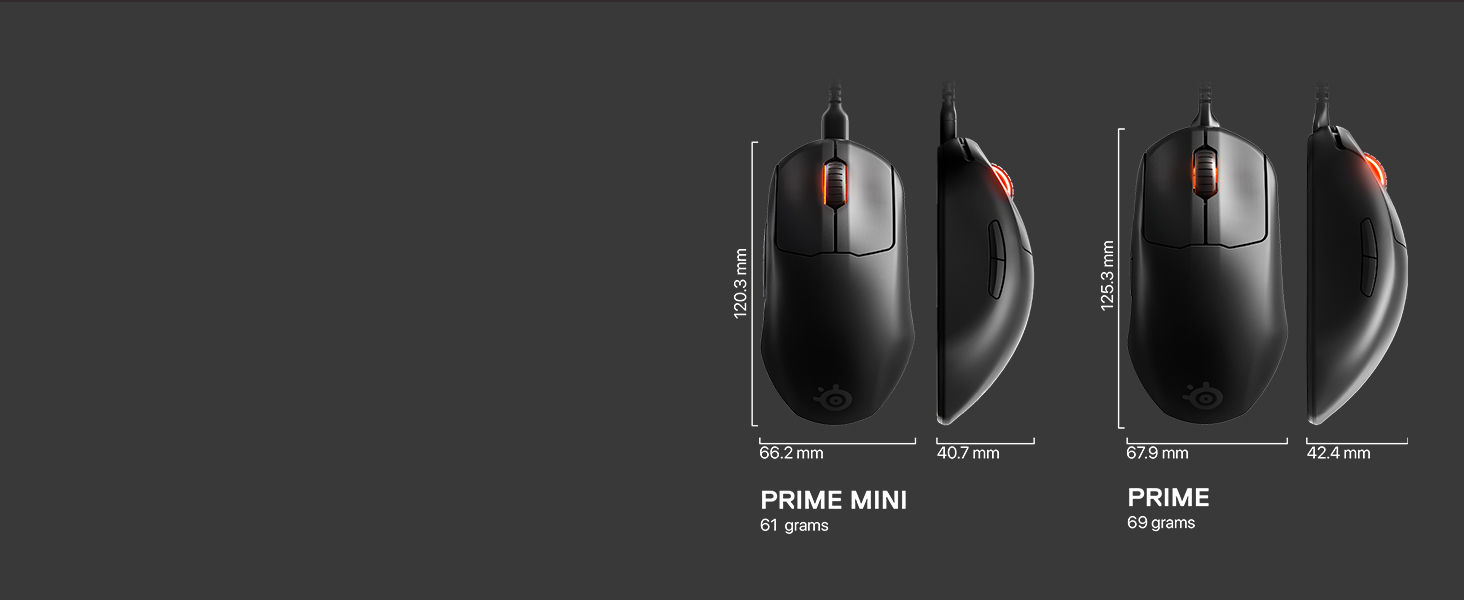 SteelSeries Prime Mini Ultra Light 61g 5 Buttons 18K CPI TrueMove Pro Sensor Magnetic Optical Switches RGB Lighting – PC/Mac
