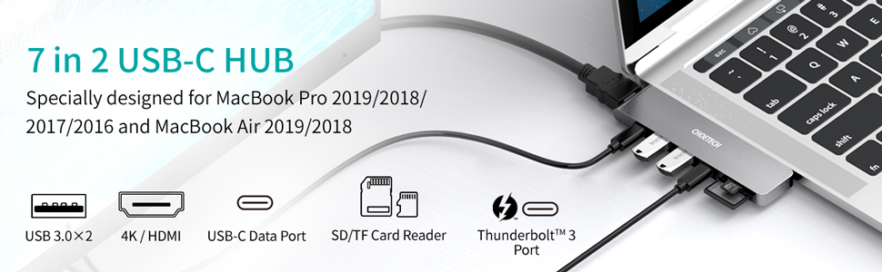 Choetech 7 In 1 USB Type C Hub For MacBook Pro