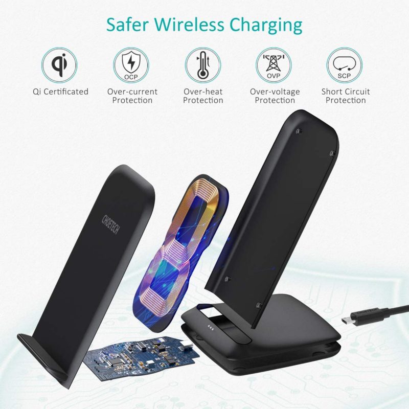 Choetech T555-F 15W Fast Wireless Charger Stand