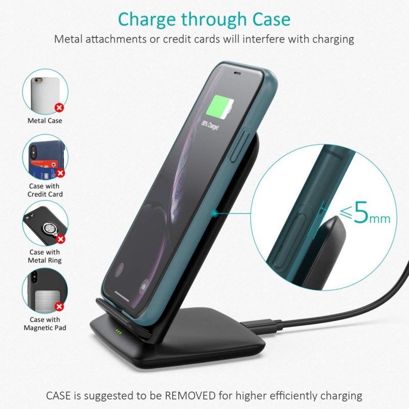 Choetech T555-F 15W Fast Wireless Charger Stand