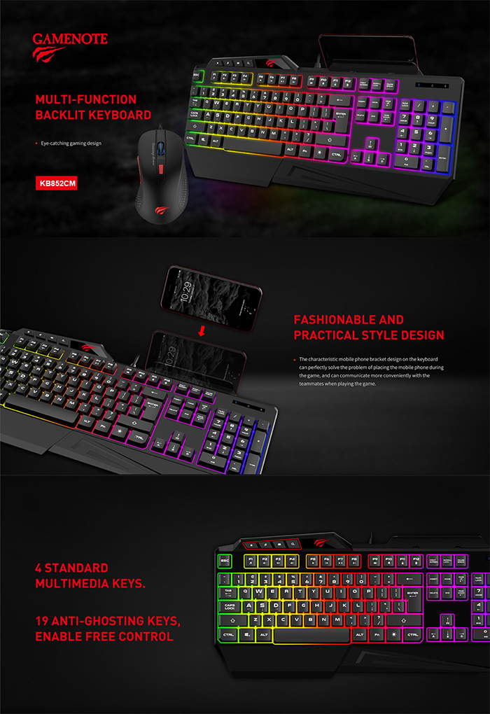 Havit KB852CM backlit keyboard  +  mouse  combo