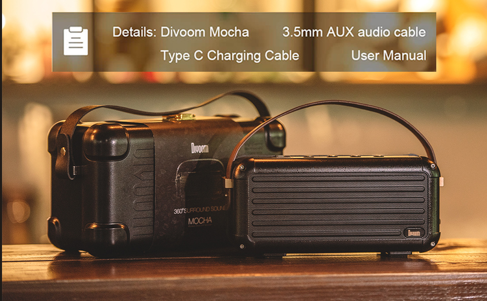 Divoom Mocha Retro Portable Bluetooth Speaker (Black)
