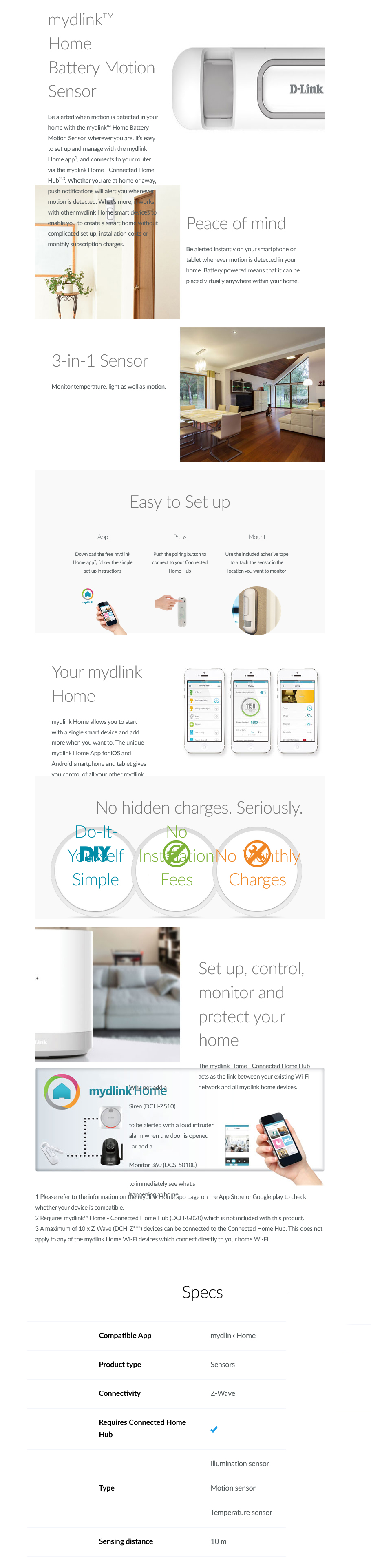 D-Link DCH-Z120 mydlink Home Battery Motion Sensor
